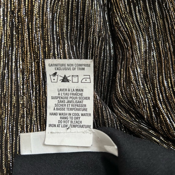 Women's TRADITION Vintage Gold, Silver, and Black Slit Sleeve Blouse Size Small - Picture 14 of 15